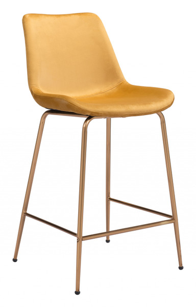 Tony Counter Chair Yellow & Gold 396527 By Homeroots