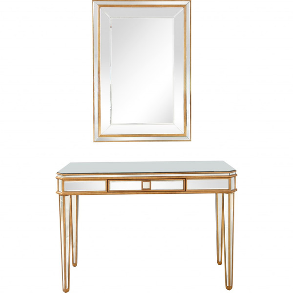 Antiqued Gold Finish Mirror And Console Table 396811 By Homeroots