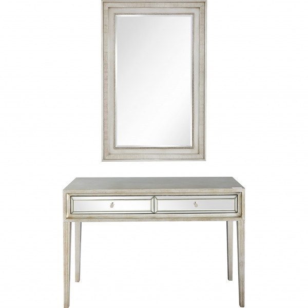 Antiqued Silver Finish Mirror And Console Table 396813 By Homeroots