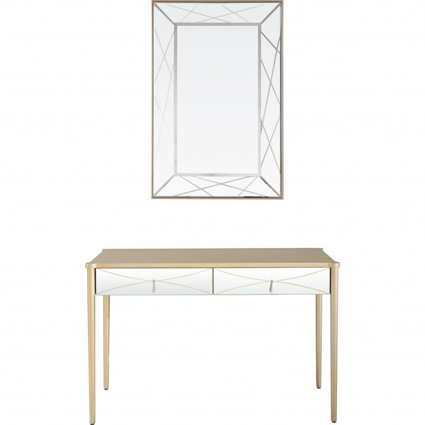Champagne Finish Mirror And Console Table 396817 By Homeroots