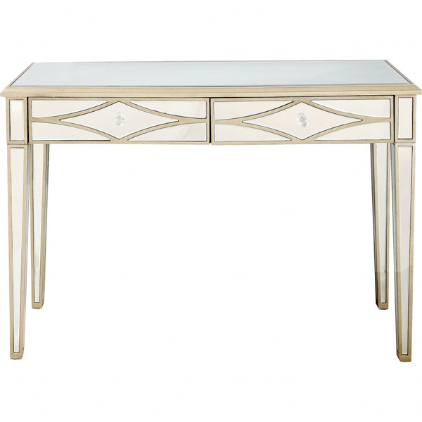 Champagne Finish Console Mirror Table 396826 By Homeroots