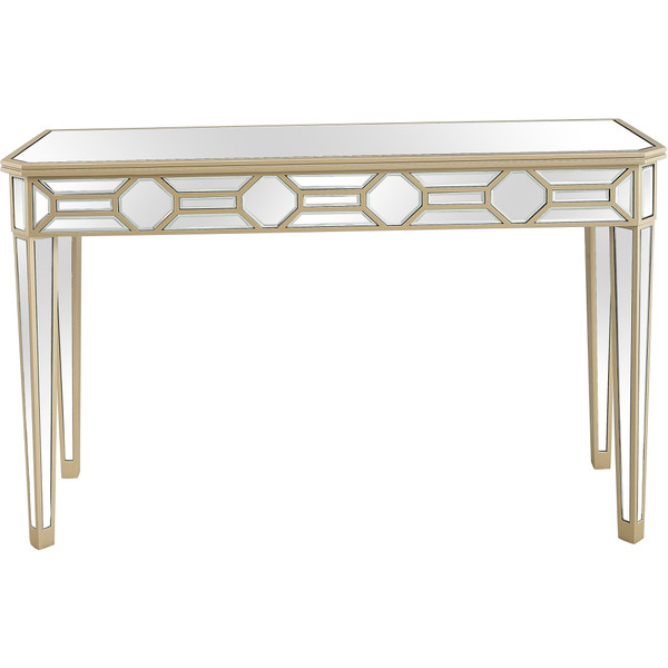 Gold Trimmed Mirrored Console Table 396884 By Homeroots