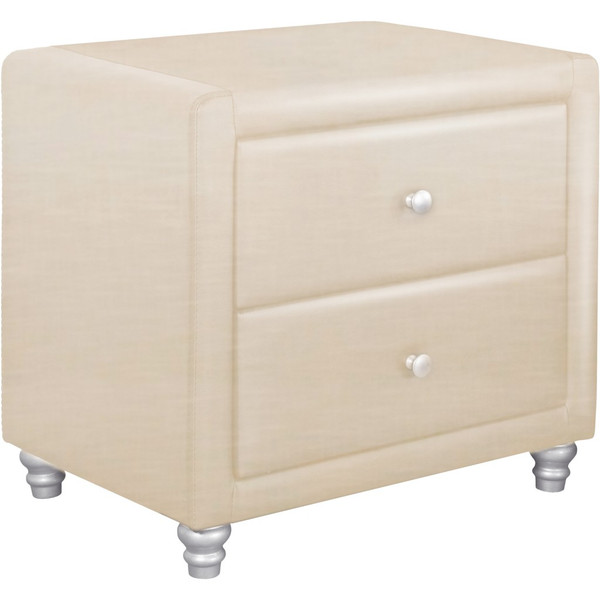 Beige Upholstered 2 Drawer Nightstand 396983 By Homeroots