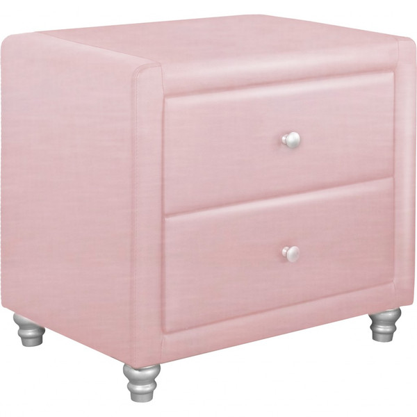 Pink Upholstered 2 Drawer Nightstand 396984 By Homeroots