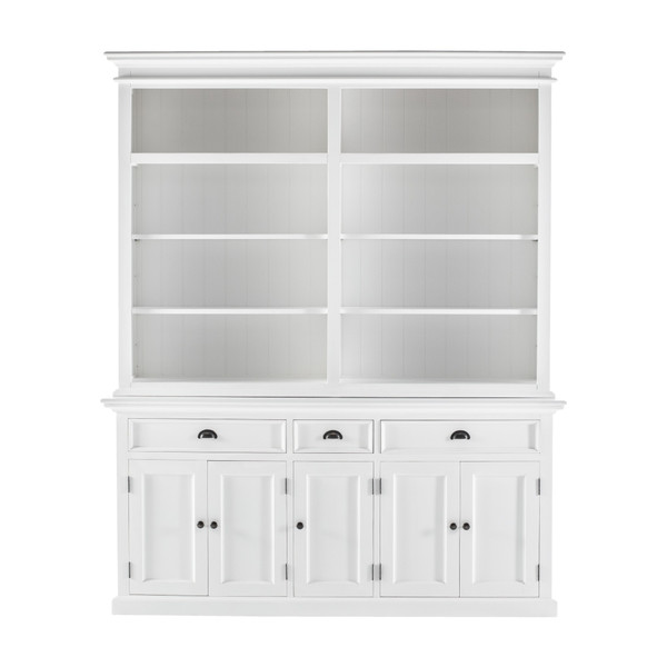 Classic White Hutch Bookcase With 5 Doors And 3 Drawers 397120 By Homeroots