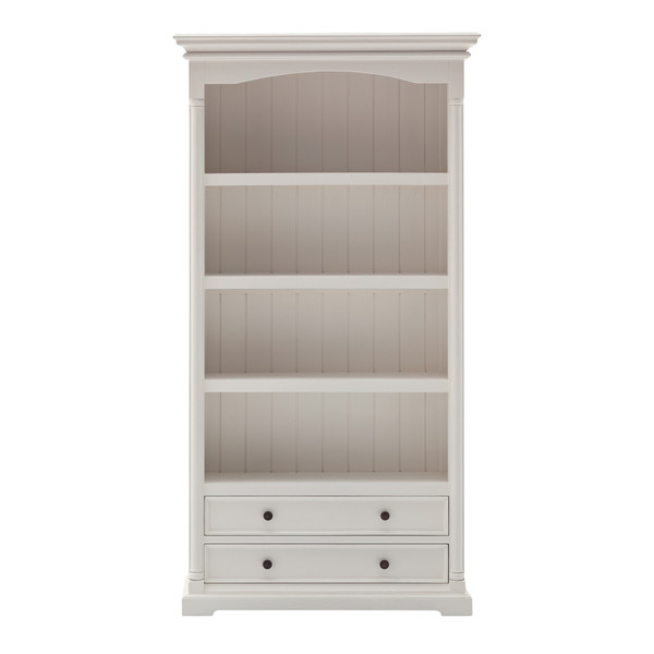 Classic White Bookcase With Drawers 397130 By Homeroots