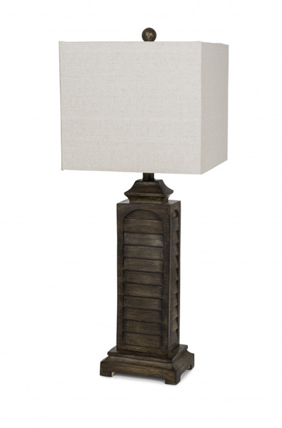Set Of 2 Brown Slatted Table Lamps With Square Shade 397260 By Homeroots