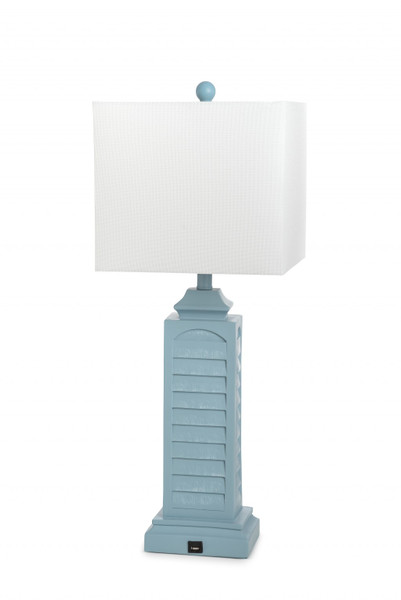 Set Of 2 Light Blue Louver Base Table Lamps With Usb 397261 By Homeroots