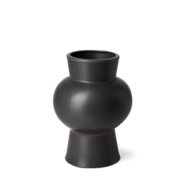 11" Matte Black Contempo Deco Ceramic Vase 397543 By Homeroots