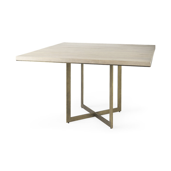 Modern Square Wood And Gold Dining Table 397606 By Homeroots