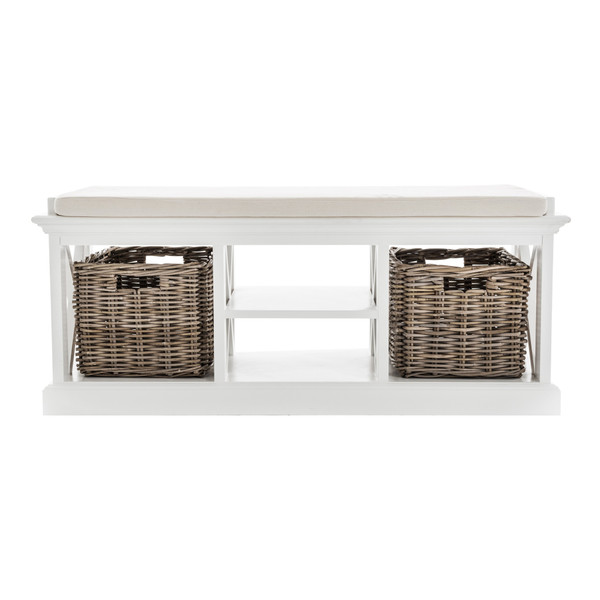 Classic White Bench And Basket Set 397794 By Homeroots