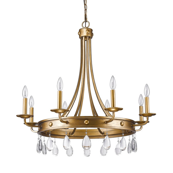 Krista 8-Light Antique Gold Chandelier With Crystal Accents 398053 By Homeroots