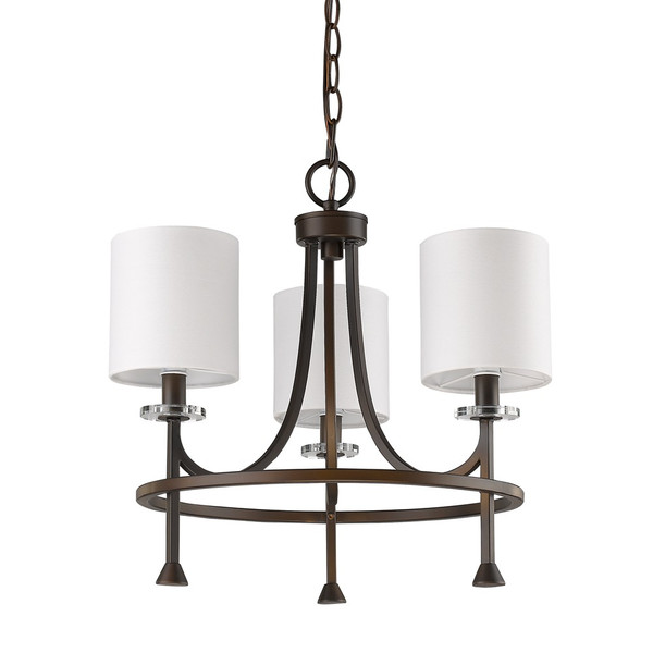 Kara 3-Light Oil-Rubbed Bronze Chandelier With Fabric Shades And Crystal Bobeches 398057 By Homeroots