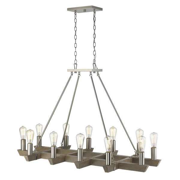 Finnick 12-Light Satin Nickel Chandelier 398061 By Homeroots