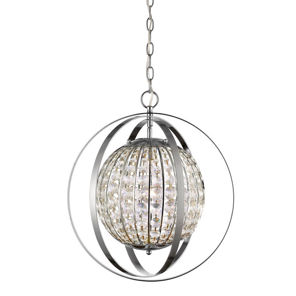 Olivia 1-Light Polished Nickel Crystal Globe Pendant 398066 By Homeroots