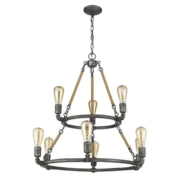 Grayson 9-Light Antique Gray Chandelier 398114 By Homeroots