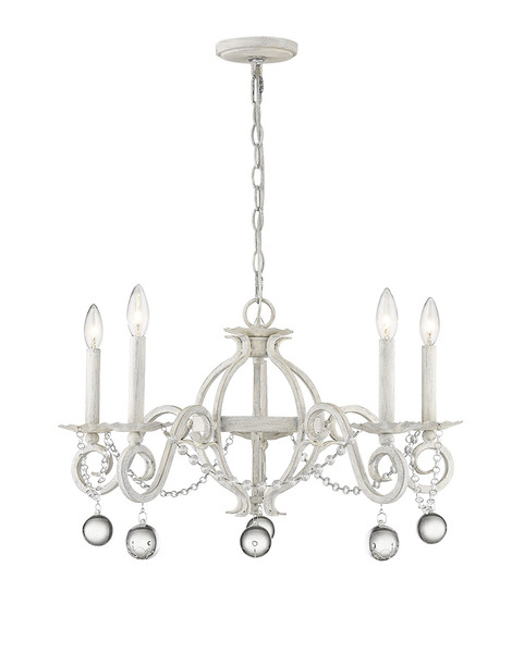 Callie 5-Light Country White Chandelier 398122 By Homeroots