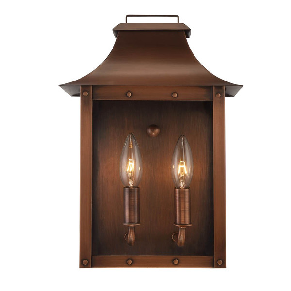 Manchester 2-Light Copper Patina Pocket Wall Light 398422 By Homeroots