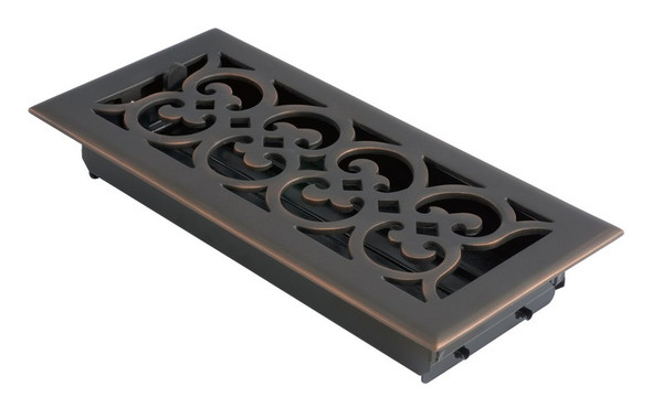 A03-R4310-613VB Venetian Bronze Scroll Floor Air Register with Damper - 3" x 10"