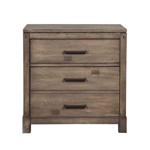 Weathered Grey Finish Wood 3 Drawer Nightstand 399251 By Homeroots