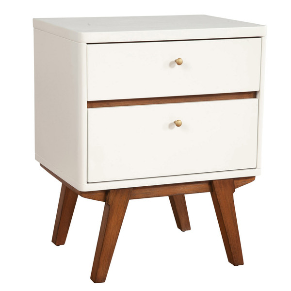 White And Brown Retro 2 Drawer Nightstand 399255 By Homeroots