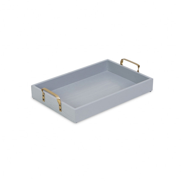 Light Gray Wooden Tray With Gold Handles 399610 By Homeroots