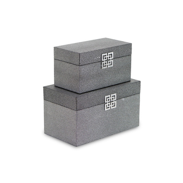 Set Of Two Gray Wooden Boxes 399677 By Homeroots