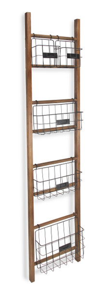 Natural Wood Storage Shelf With 5 Baskets 399701 By Homeroots