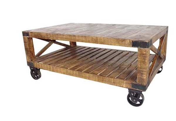 Traditional Cart Style Wooden Coffee Table 400855 By Homeroots