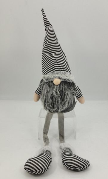 Gray Stripe Sitting Gnome 402535 By Homeroots