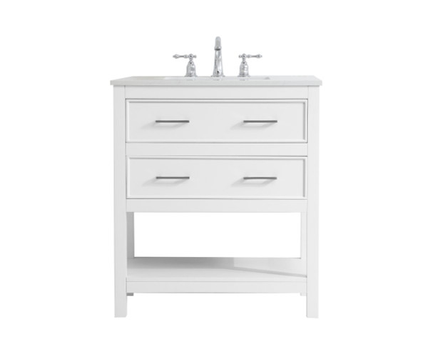 30 Inch Single Bathroom Vanity In White VF19030WH By Elegant Lighting