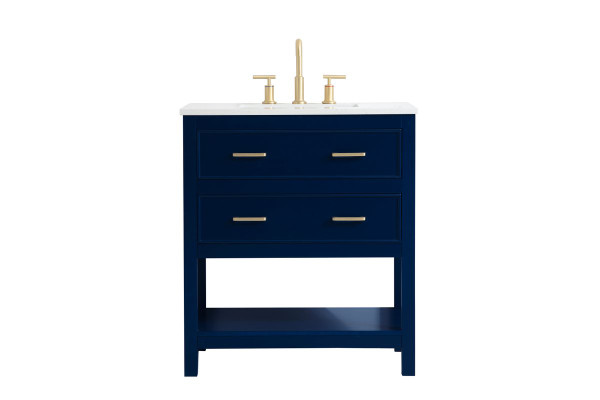 30 Inch Single Bathroom Vanity In Blue VF19030BL By Elegant Lighting