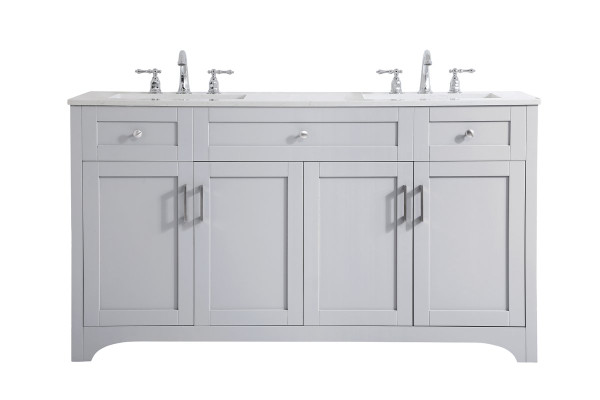 60 Inch Double Bathroom Vanity In Grey VF17060DGR By Elegant Lighting