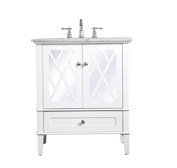 30 Inch Single Bathroom Vanity Set In White VF30230WH By Elegant Lighting