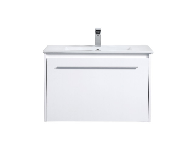 30 Inch Single Bathroom Floating Vanity In White VF45030WH By Elegant Lighting