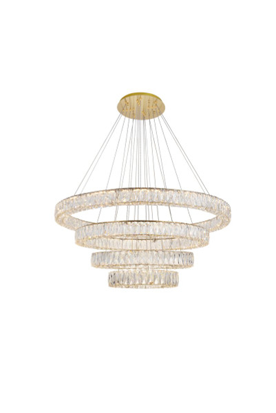 Monroe Integrated Led Chip Light Gold Chandelier Clear Royal Cut Crystal 3503G41G By Elegant Lighting
