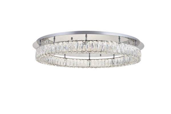 Monroe Led Light Chrome Flush Mount Clear Royal Cut Crystal 3503F33C By Elegant Lighting