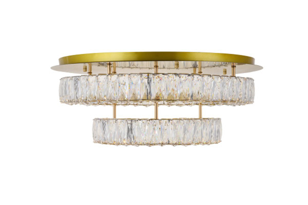 Monroe Led Light Gold Flush Mount Clear Royal Cut Crystal 3503F26L2G By Elegant Lighting