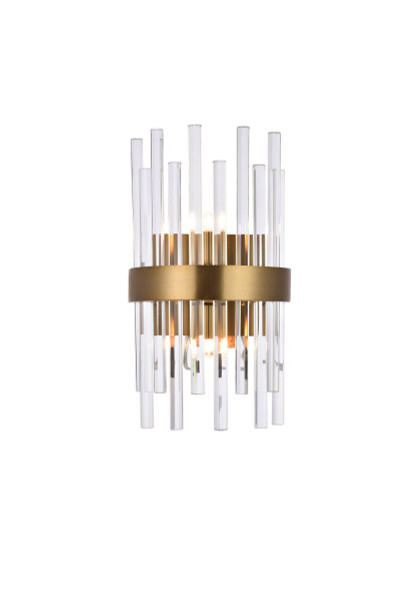 Dallas 2 Light Gold & Clear Wall Sconce Clear Royal Cut Crystal 3000W8G By Elegant Lighting