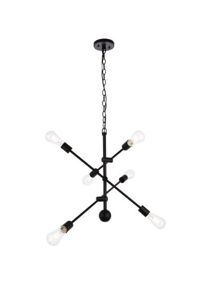 Axel 6 Lights Black Pendant With Chain LD8006D29BLA By Elegant Lighting