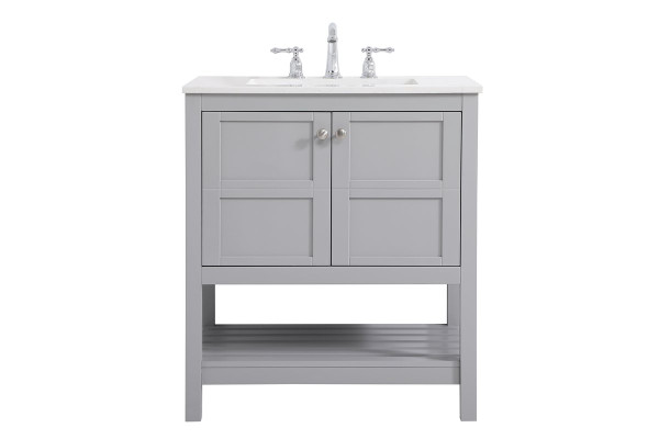 30 Inch Single Bathroom Vanity In Gray VF16430GR By Elegant Lighting