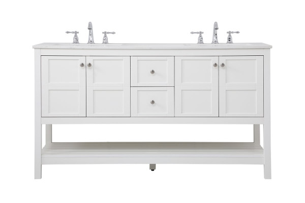 60 Inch Single Bathroom Vanity In White VF16460DWH By Elegant Lighting