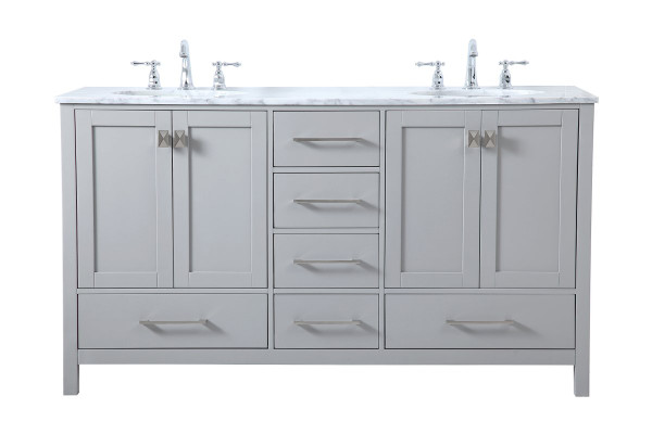 60 Inch Double Bathroom Vanity In Gray VF18960DGR By Elegant Lighting