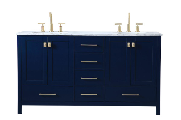 60 Inch Double Bathroom Vanity In Blue VF18960DBL By Elegant Lighting