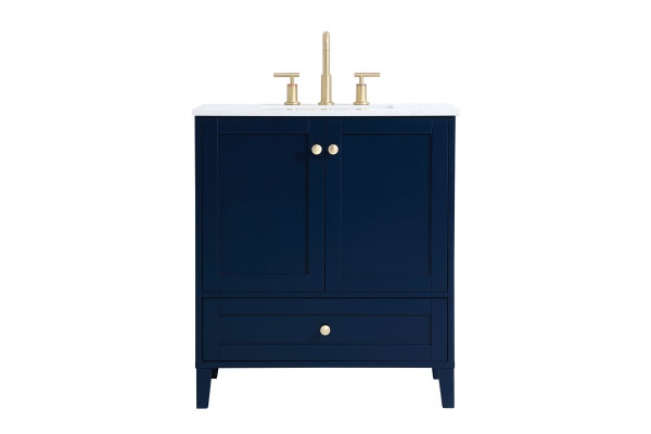 30 Inch Single Bathroom Vanity In Blue VF18030BL By Elegant Lighting