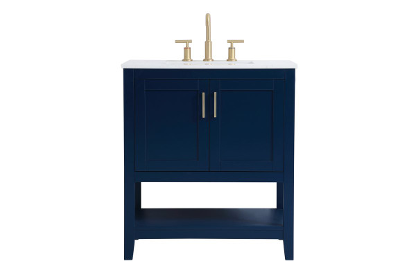 30 Inch Single Bathroom Vanity In Blue VF16030BL By Elegant Lighting