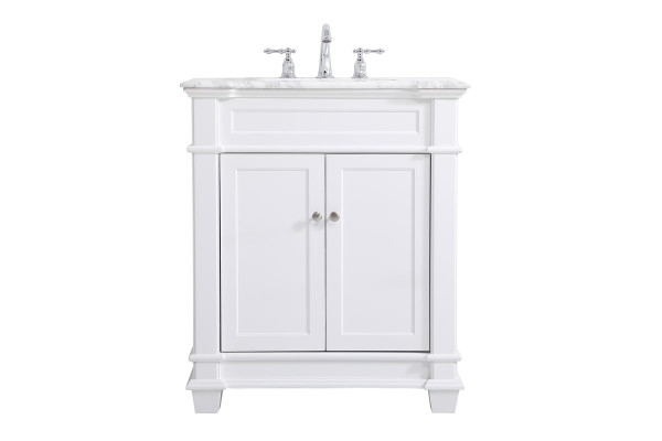 30 Inch Single Bathroom Vanity Set In White VF50030WH By Elegant Lighting