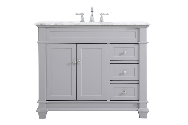 42 Inch Single Bathroom Vanity Set In Grey VF50042GR By Elegant Lighting