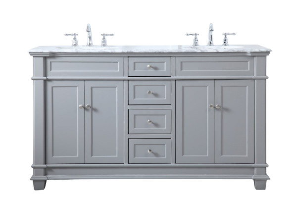 60 Inch Double Bathroom Vanity Set In Grey VF50060DGR By Elegant Lighting