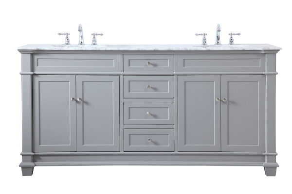 72 Inch Double Bathroom Vanity Set In Grey VF50072DGR By Elegant Lighting